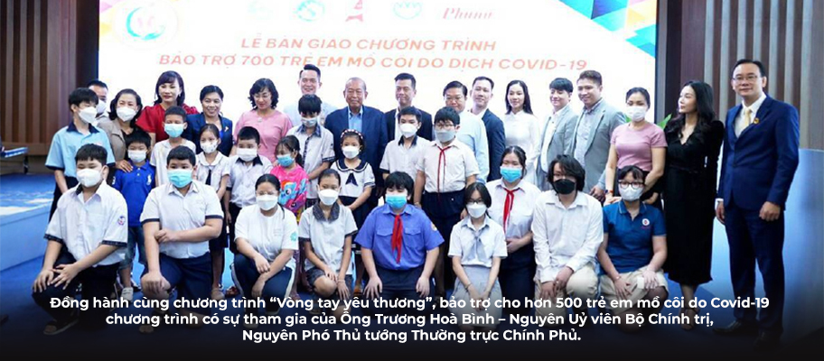 KLC Group bảo trợ cho hơn 500 trẻ em mồ côi do Covid-19 đến 18 tuổi. Chương trình có sự tham gia của Ông Trương Hoà Bình - Nguyên uỷ viên Bộ Chính trị, Nguyên Phó Thủ tướng Thường trực Chính Phủ.
